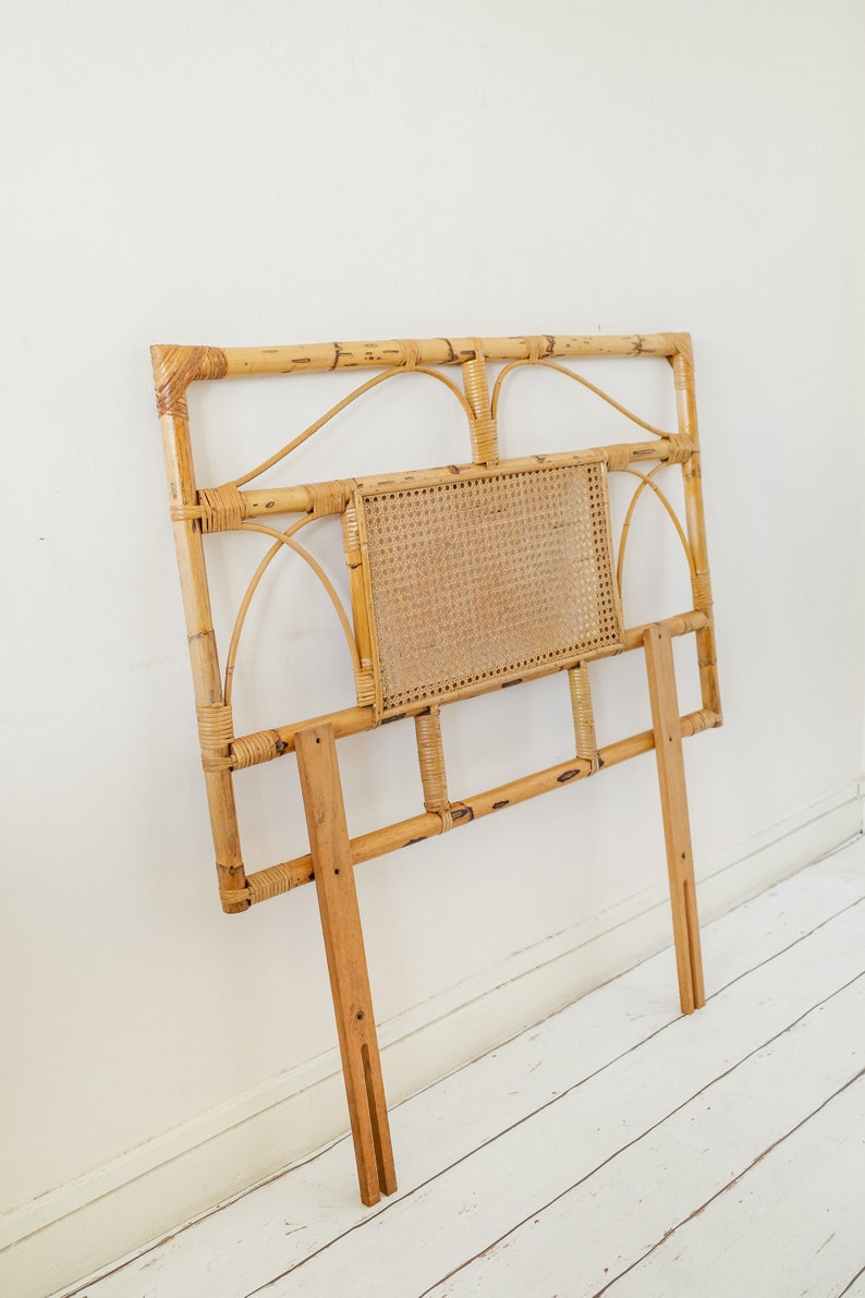 Bamboo Single Bed Headboard Cane Retro Rattan Bohemian Boho Etsy