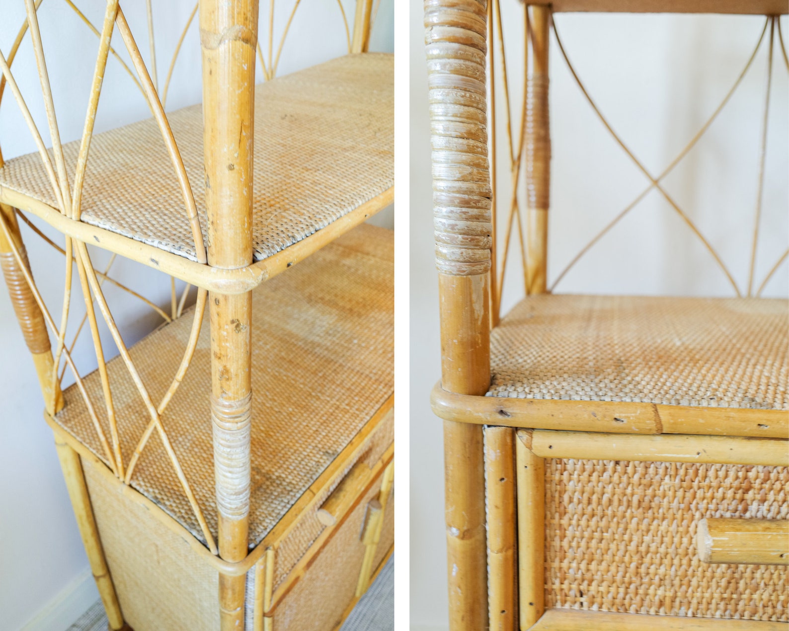 Cane 3 Tier Shelving Unit / Shelves Rattan Wicker Etsy