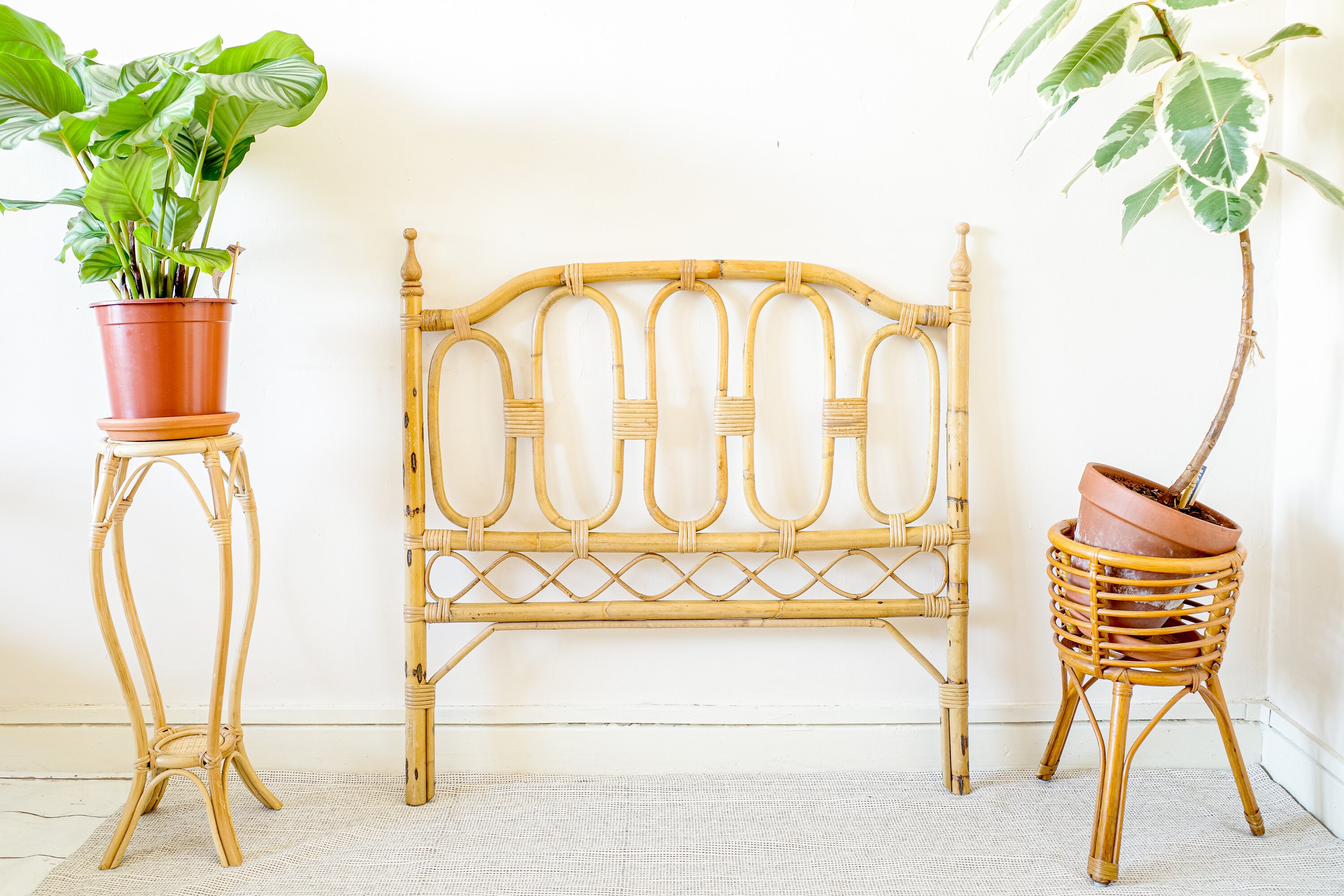 Bamboo Single Bed Headboard Cane Retro Rattan Bohemian Boho Etsy