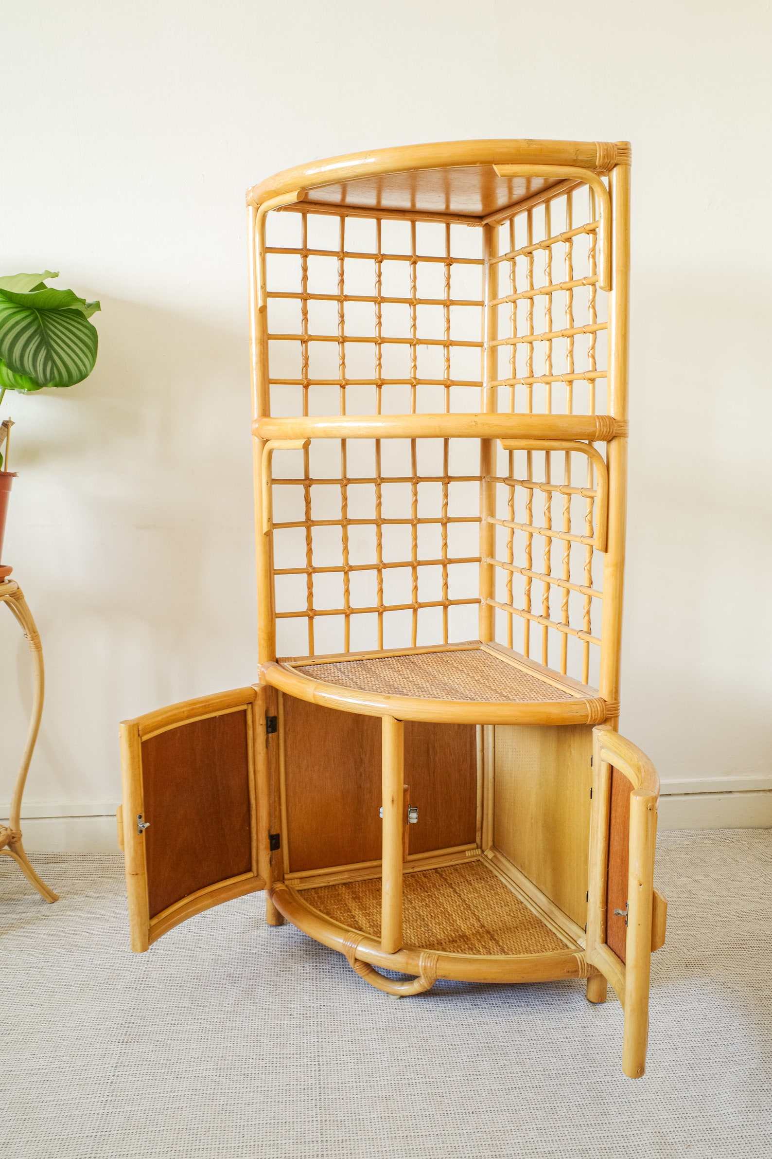 Wicker 3 Tier Corner Shelving Unit / Shelves Rattan Etsy