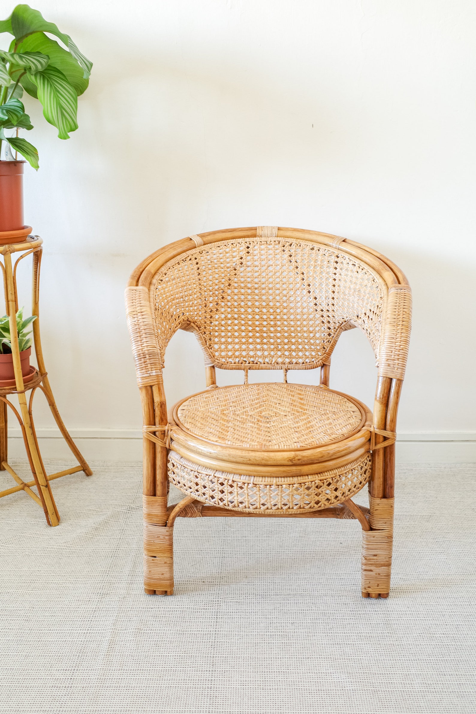 Wicker Armchair / Rattan Cane Chair Calif Asia Style Mid | Etsy