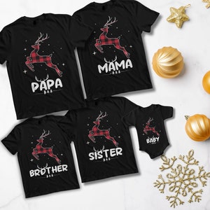Pacote de Natal da família de rena xadrez vermelha - 9 designs PNG exclusivos
