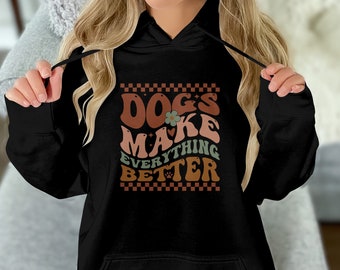 Retro Groovy PNG Dog Design - Dogs Make Everything Better -5 Versions