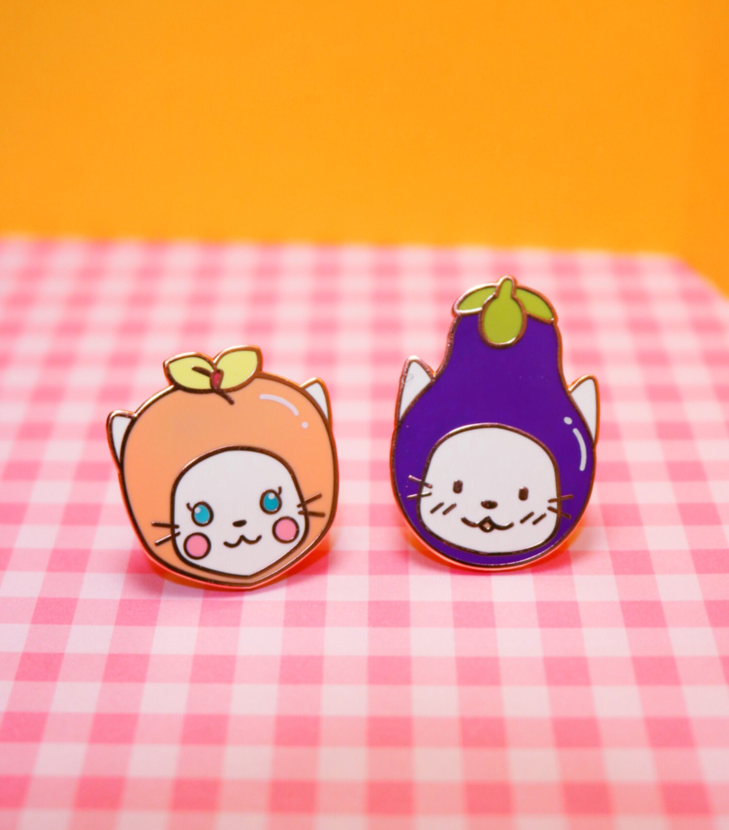 Peach and Eggplant Pins