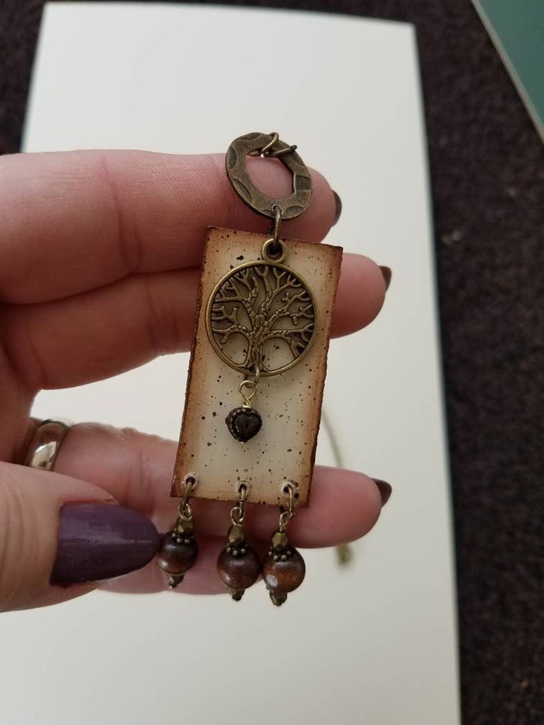 Family Tree pendant vintage Jewelry bobo necklace upcycled