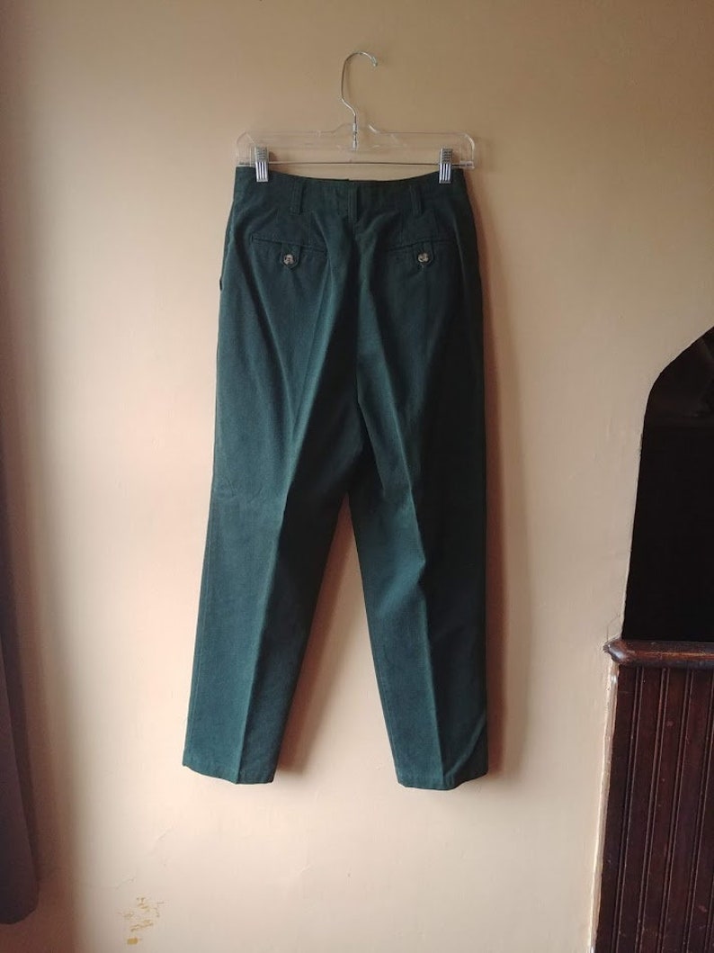 Vintage Women/'s Size 8 Hunter Forest Dark Green High Waisted Pleated Pants Slacks 80/'s 90/'s by Just Clothes Petites