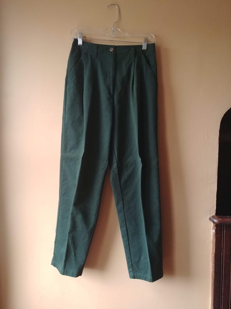 Vintage Women/'s Size 8 Hunter Forest Dark Green High Waisted Pleated Pants Slacks 80/'s 90/'s by Just Clothes Petites