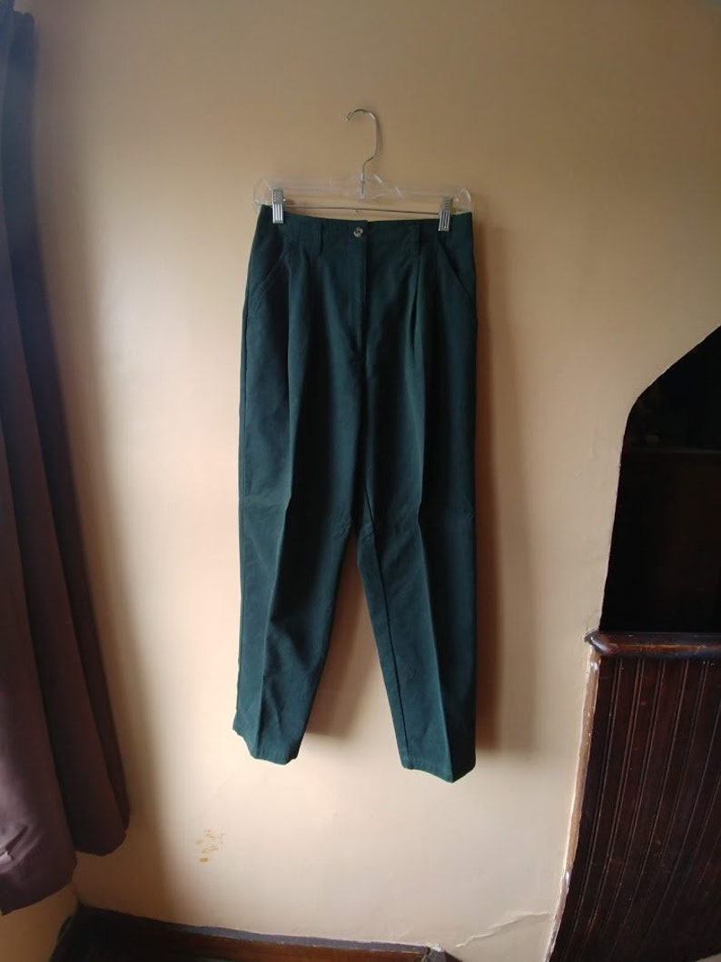 Vintage Women/'s Size 8 Hunter Forest Dark Green High Waisted Pleated Pants Slacks 80/'s 90/'s by Just Clothes Petites