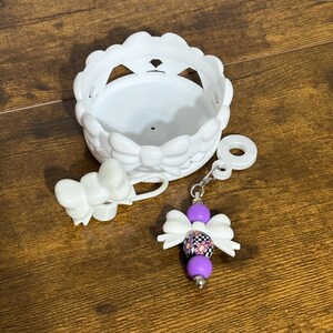 Coquette Bows Tumbler Accessories Bundle - Set includes Boot, Straw Topper and Straw Charm, White Tumbler Accessories