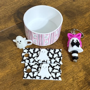 Ghost Tumbler Accessories Bundle - Set includes Boot, Straw Topper, Handle Charm and Toppers in both 30oz and 40oz sizes, Halloween Tumbler