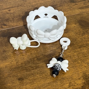 Coquette Bows Tumbler Accessories Bundle - Set includes Boot, Straw Topper and Straw Charm, White Tumbler Accessories