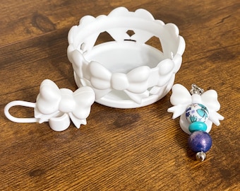 DISCONTINUED Coquette Bows Tumbler Accessories Bundle - Set includes Boot, Straw Topper and Handle Charm