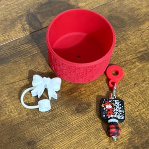 Christmas Tumbler Accessories Bundle - Set includes Boot, Straw Topper and Straw Charm, Snowman Accessories, Christmas Tumbler Accessories