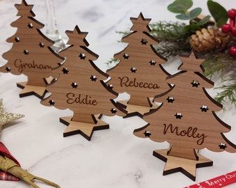 Personalised Wooden Christmas Name Place Setting | With or Without Stand