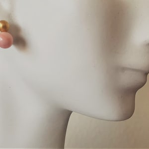 Vintage Petite Angel Skin Coral Gold 925 Sterling Earrings, Genuine Carved Salmon Coral w 24kt Gold Plated Sterling Post Earrings, Yoga