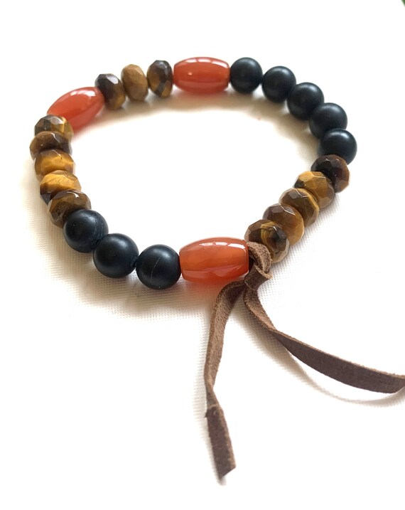 Boho Stackable Gemstone Desert Bracelets, Tiger E… - image 9