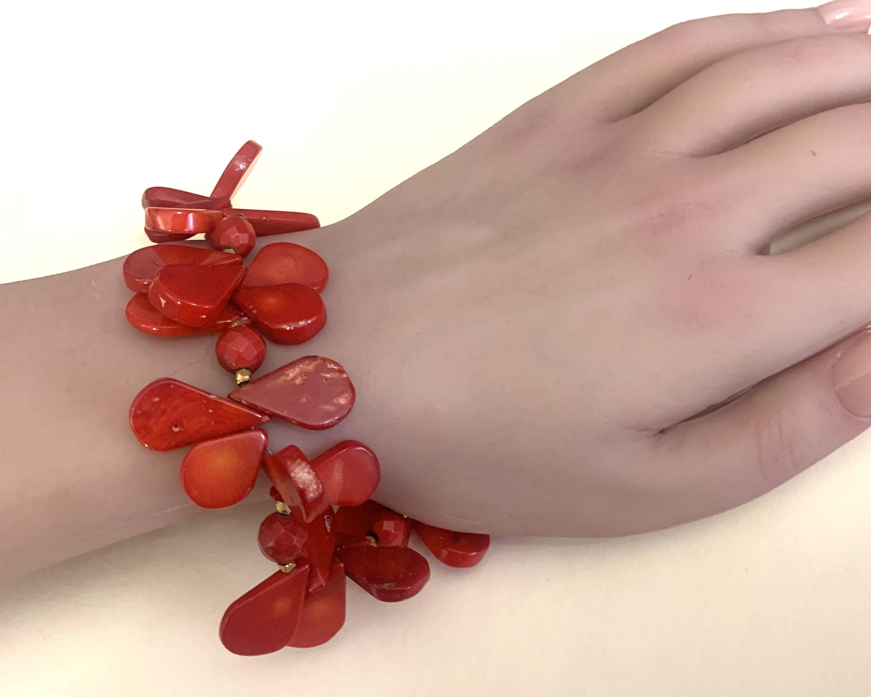 Chinese Red Coral Bracelet - Etsy