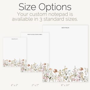 Floral Personalized Notepad | Custom Wildflower Garden Stationery ...