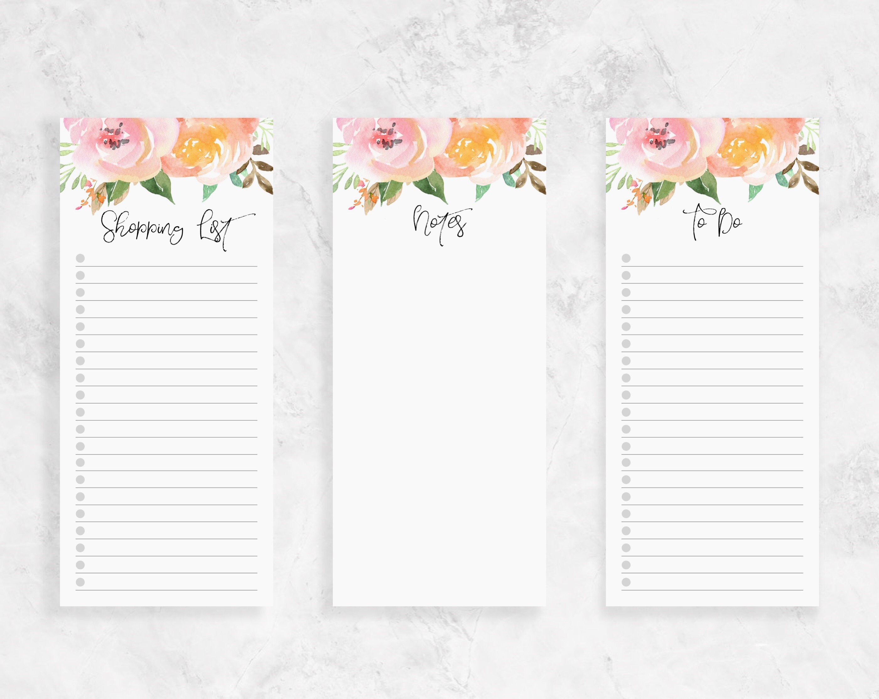 Pink Floral Small Notepad Set of 3 to Do List Desk Pad - Etsy