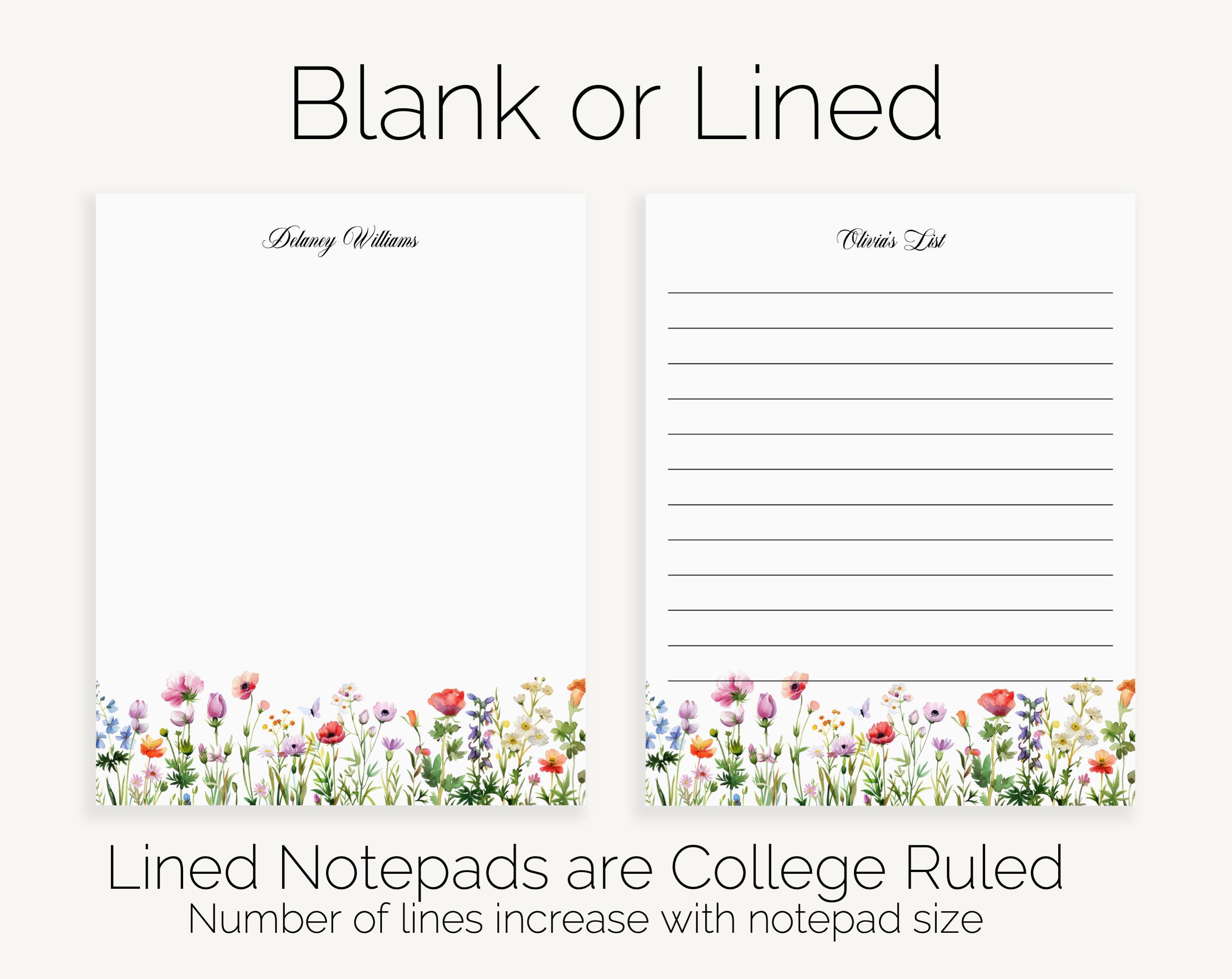 Floral Personalized Notepad | Custom Wildflower Garden Stationery ...