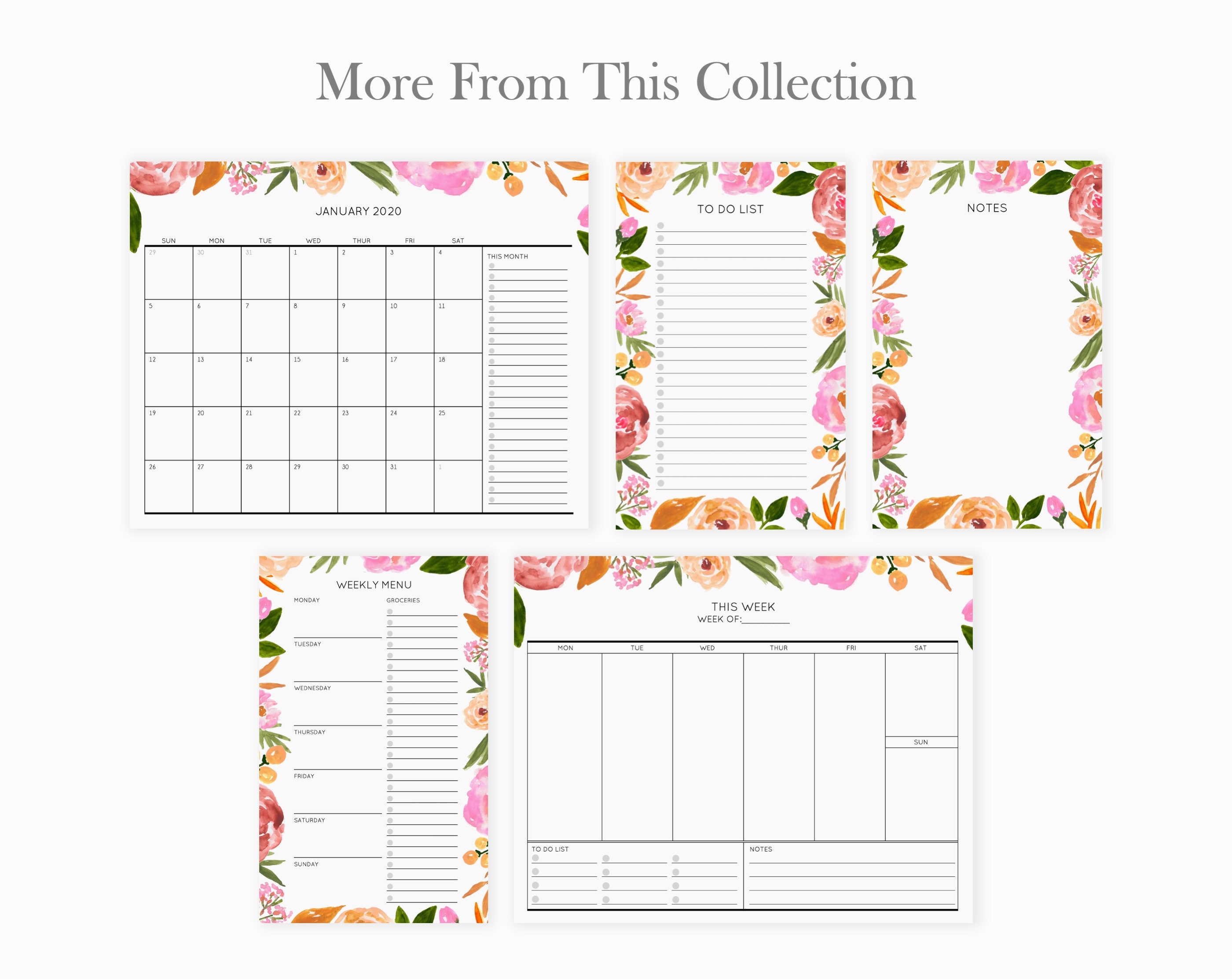 Pink Floral Daily to Do List Notepad | Pink Flowers Desk Planner With ...