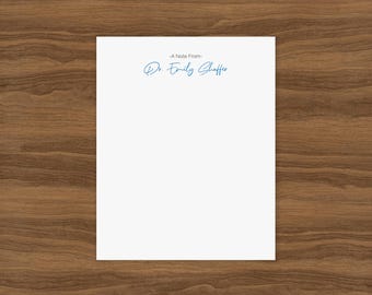 Personalized A Note From Notepad, Custom Doctor Notepad, 1st Anniversary Gift, PhD Graduation Gift, Handwriting Font Stationery for Office