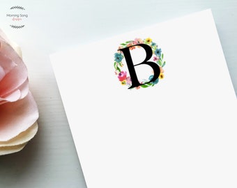 Personalized Monogram Floral Wreath Notepad | Custom Initial Notepads | To Do List Desk Pad | Teacher Gift Note Pad | Monogram Writing Pad