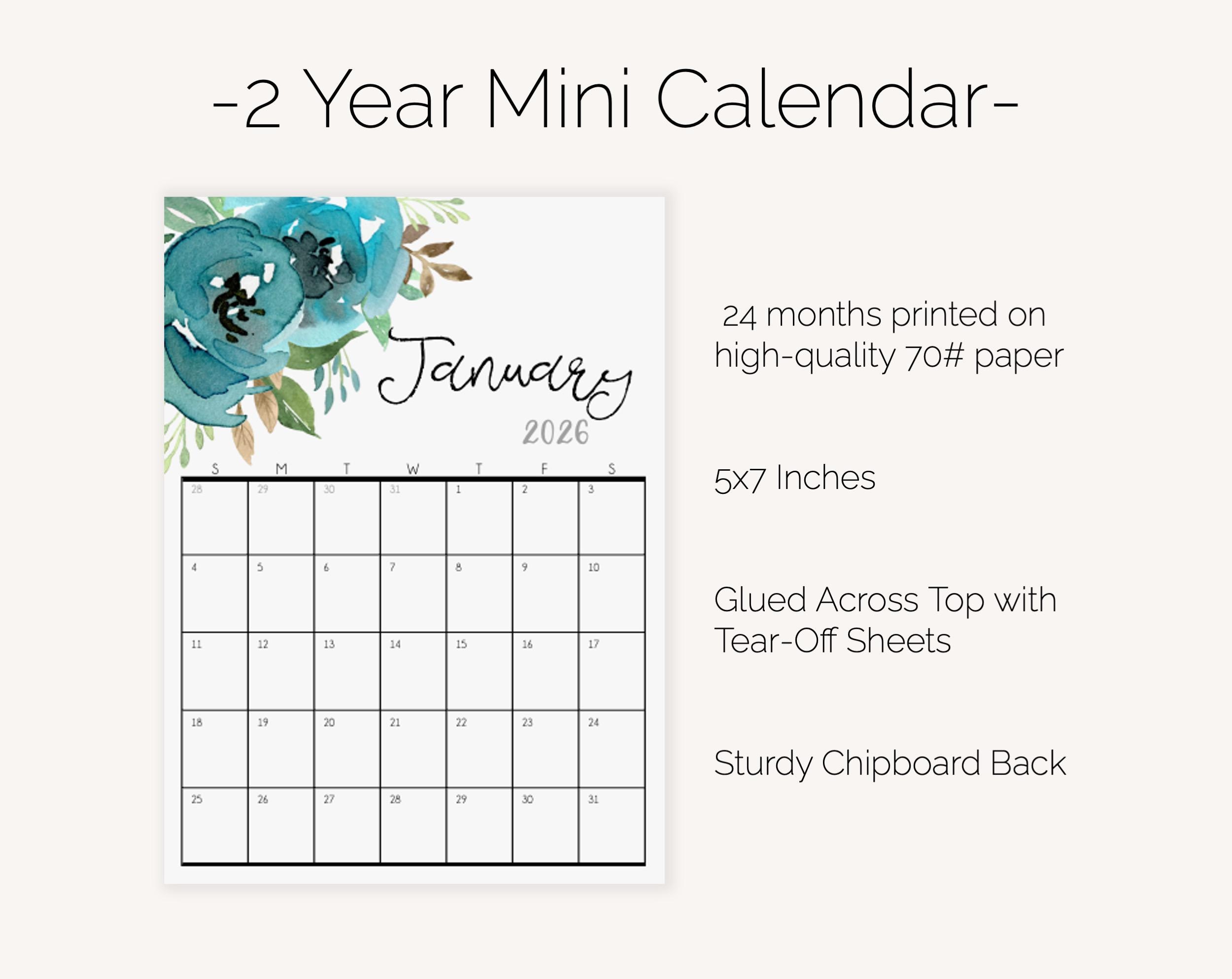 Mini Calendar Notepad, 5X7 Inch Magnetic Calendar for Fridge, Blue Floral  Desk Calendar 2026, Small Desk Watercolor Flower Calendar Planner - Etsy