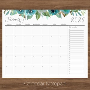 Magnetic Calendar Notepad 2025, 2025 Calendar for Fridge, Blue Flower Desk Calendar, Wall Calendar, Two Year Monthly Calendar Desk Pad