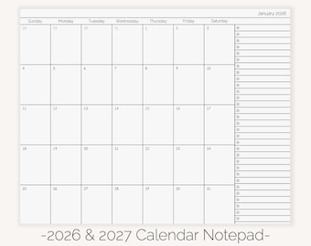 2026 Calendar Notepad | Monthly Planner Notepad Organizer | 2026 Desk Calendar Planner | Minimalist Calendar Pad | Month Planner To Do List