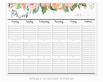 Weekly To Do List Notepad (en anglais seulement) Carnet d'en-billets de planificateur hebdomadaire (en anglais seulement) Daily To Do Liste Notepad (fr) Carnet d'en-billets de planificateur hebdomadaire (en anglais seulement) Pink Floral Weekly Planner Pages