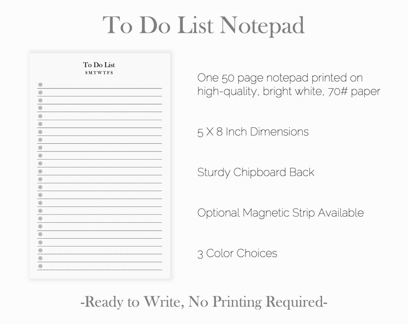 Notepad With Checkboxes Daily to Do List Notepad | Desk Planner With Checkboxes | Weekly to Do ...