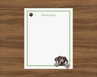 German Shorthaired Pointer Custom Notepad | Cute Peeking Dog Personalized Gift for Pet Lover | Hunter Stationery Memo Pad