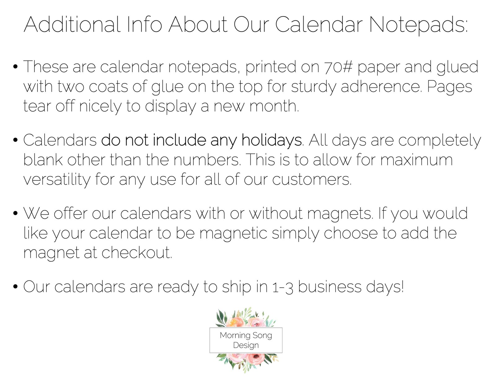 Pink Floral Calendar Notepad Calendar for Fridge Etsy