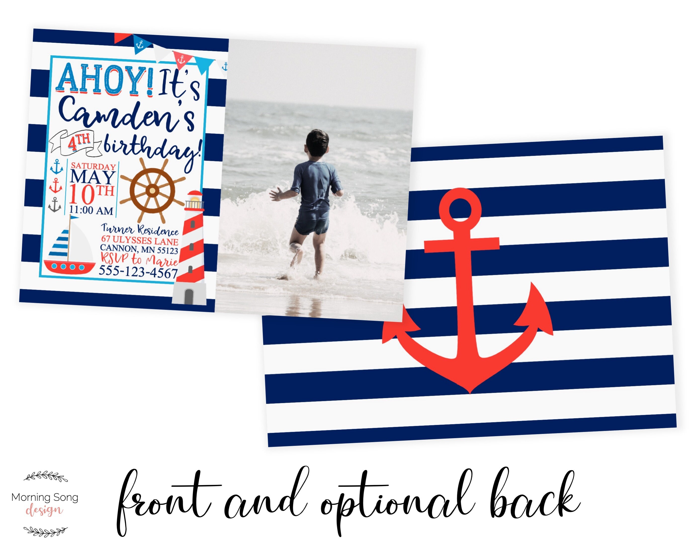 Printable Nautical Invitation with Photo Nautical Invites | Etsy