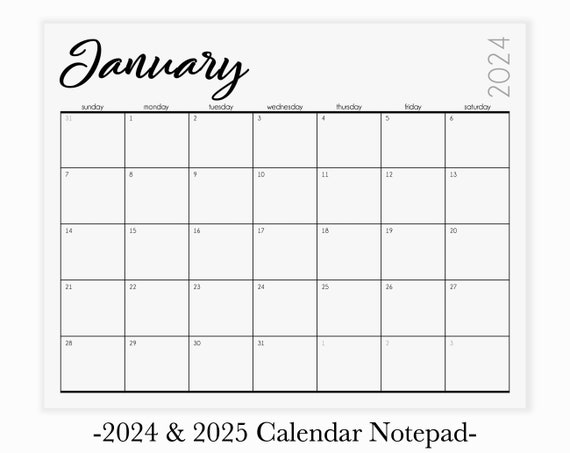 Bloc-notes du calendrier 2024 Calendrier de bureau 2024-2025