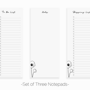 Summer Poppy Notepad Set of 3 | Magnetic To Do List Notepad | To Do List Desk Pad | Grocery List Pad | To Do List Memo Pad | Shopping List