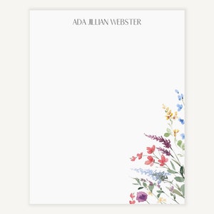 Wildflower Custom Notepad | Flower Personalized Notepad Stationery Pad |  Writing Pad with Flowers | Floral Notepad | Paper Anniversary Gift