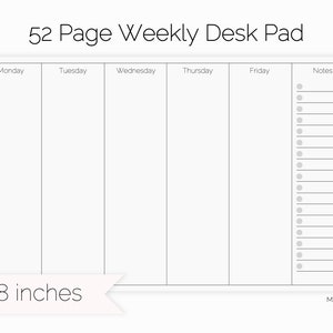 Blank Weekly Planner Pad | Small Weekly Calendar Desk Pad | 5 Day Planner Notepad | To Do List Notepad | Weekly Planner Notepad Checklist