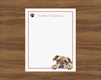 Bulldog Custom Notepad | Cute Peeking Dog Personalized Gift for Pet Lover | Teacher Stationery Memo Pad
