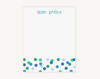 Personalized Kids Notepad: Colorful Polka Dot Stationery