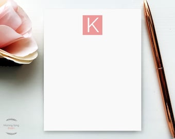 Personalized Monogram Notepad | Custom Notepads | Monogram Square Monogram Desk Pad | Initial Notepad | Custom Letter Modern Stationery