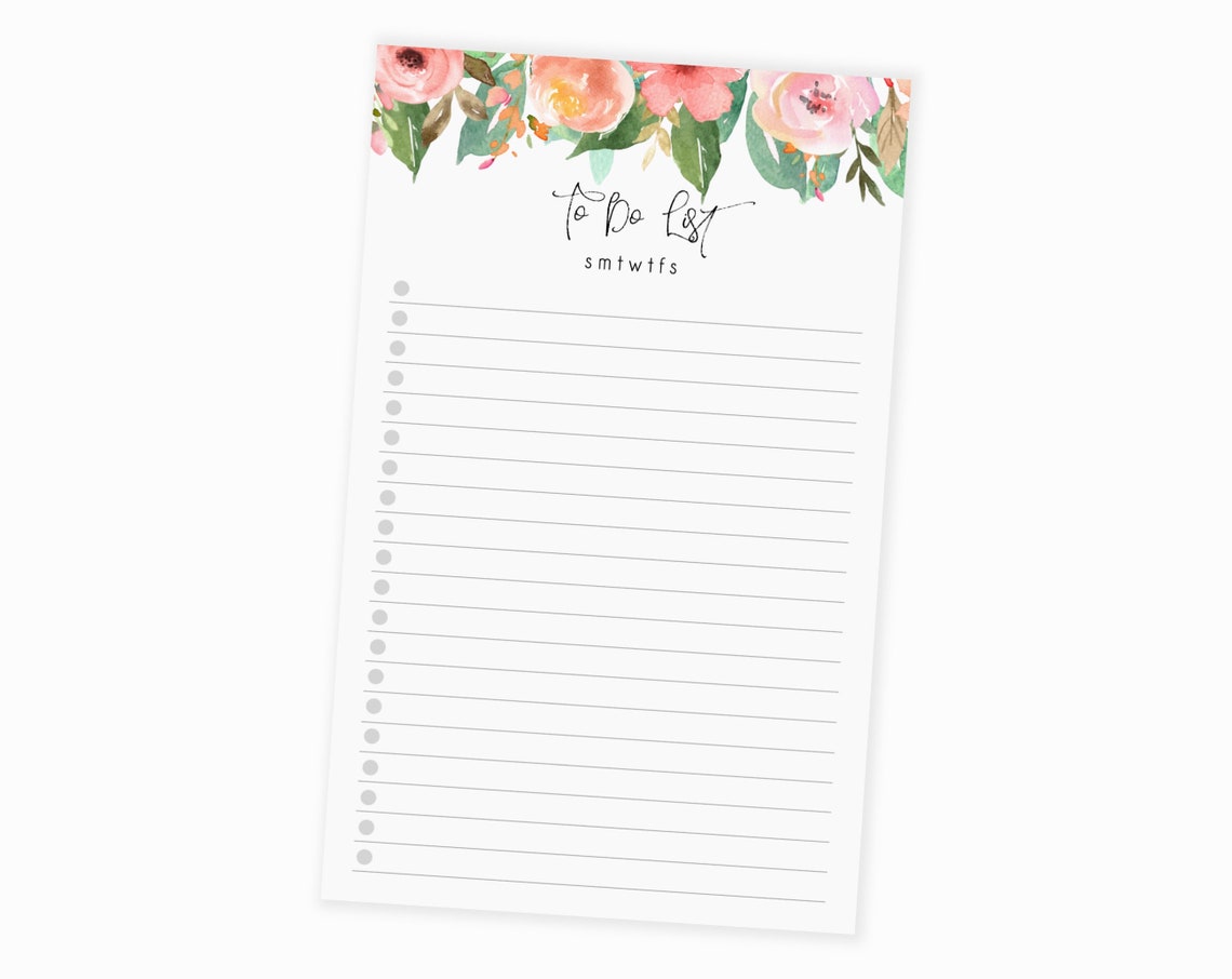 Pink Floral to Do List Notepad Daily Tasks Checklist Notepad - Etsy