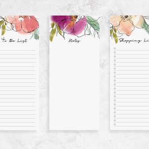 Pastel Garden Floral Notepad Set of 3 | Magnetic to Do List Desk Pad ...