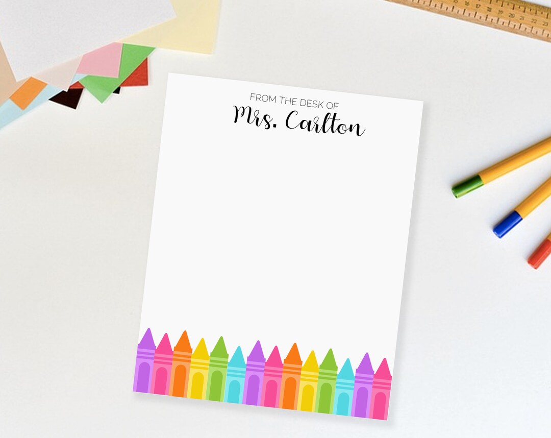 Crayon Personalized Teacher Notepad Custom Back to School Gift for ...