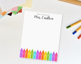Crayon Personalized Teacher Notepad | Custom Back to School Gift for Teachers | Teacher Gift | To Do List Writing Pad | Student Teacher Gift