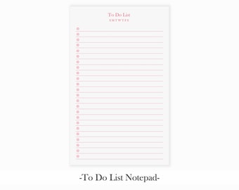 Daily To Do Liste Notepad (fr) Planificateur de bureau avec des case à cocher Liste hebdomadaire pour faire (fr) Notepad de liste de contrôle (en anglais seulement) Pad de mémo doublé (en anglais) Pink Lined To Do Liste