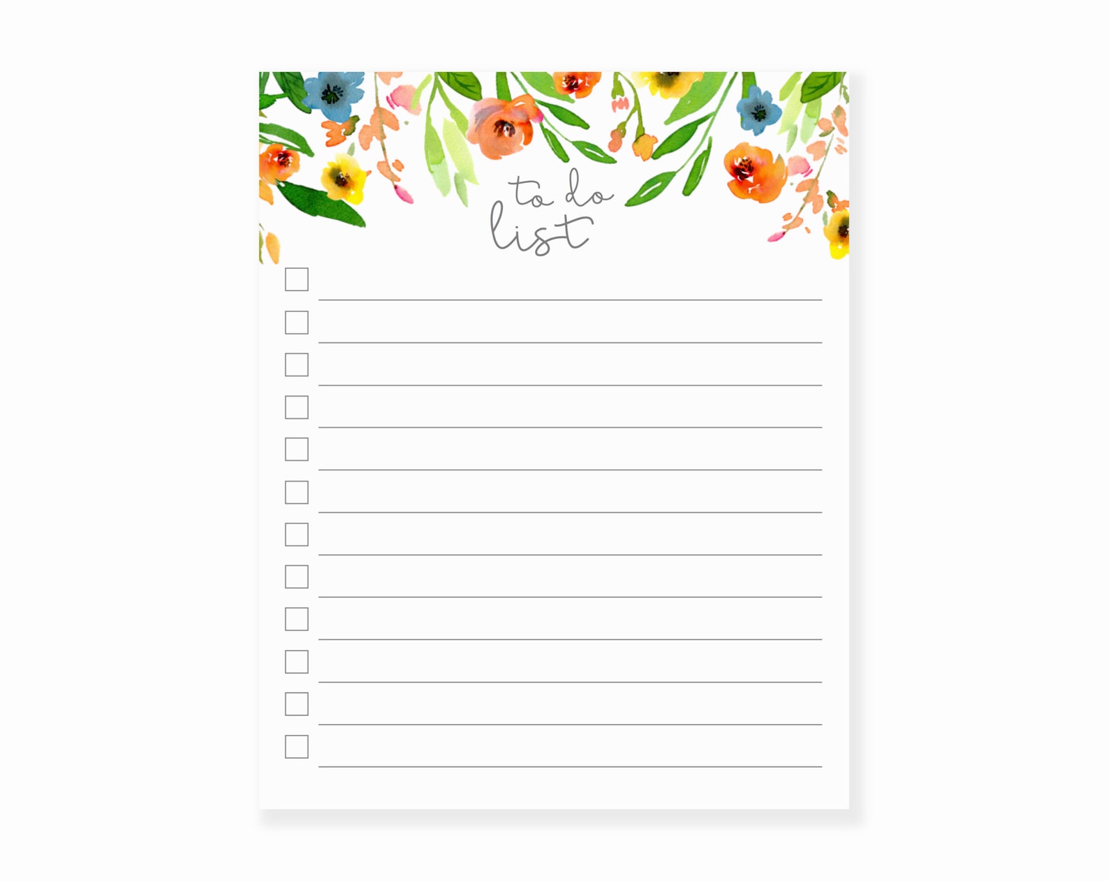 Floral to Do List Notepad | Lined to Do List | Daily Task List Notepad ...