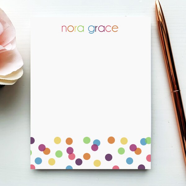 primary writing paper with dotted lines Colorful Personalized Notepad for Kids | Custom Child's Rainbow Polka Dots Coloring Pad | Fun To Do List Desk Pad | Teacher Gift Writing Pad