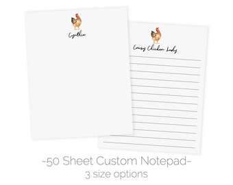 Chicken Custom Notepad | Personalized Notepad Chicken Stationery Pad |  Writing Pad Chicken Gifts | Lined Notepad | Paper Anniversary Gift